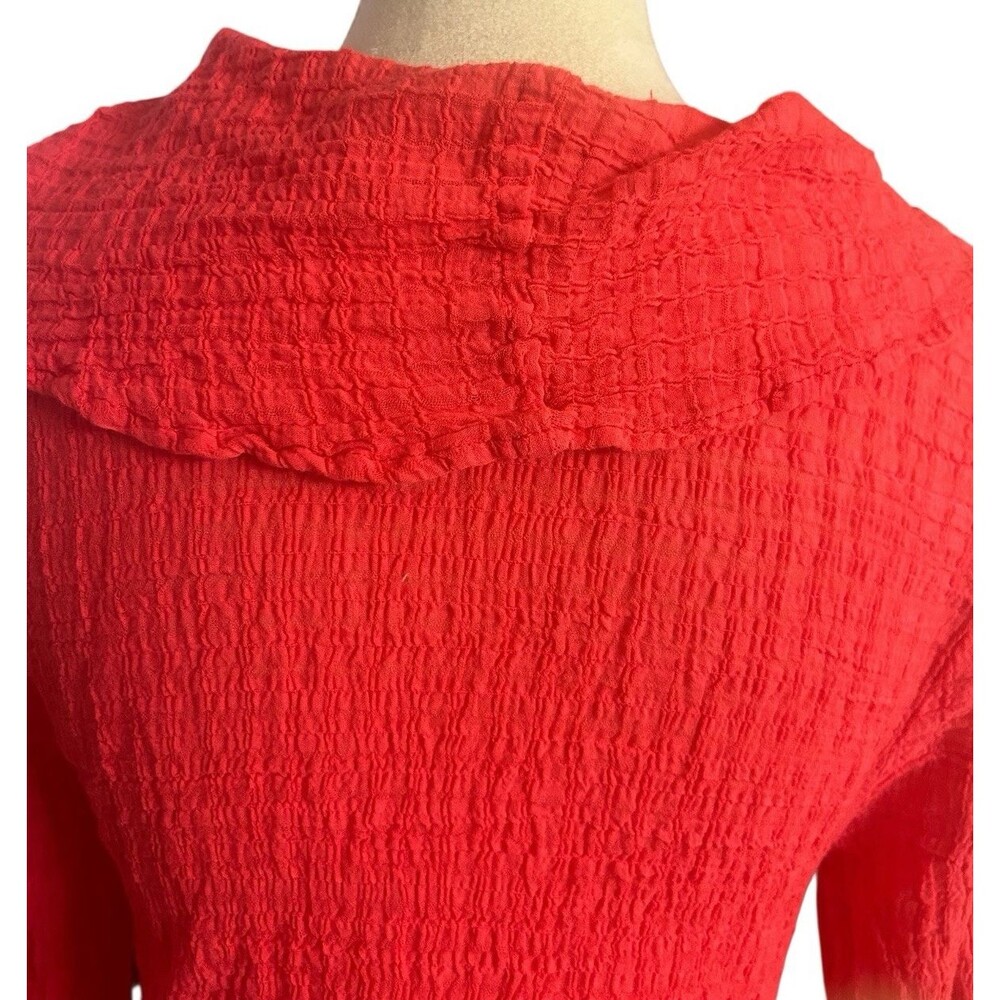 Soft Surroundings Red Crinkle Gauze Tunic Top Cowl Neck Soft Textured PXL USA - Picture 8 of 11